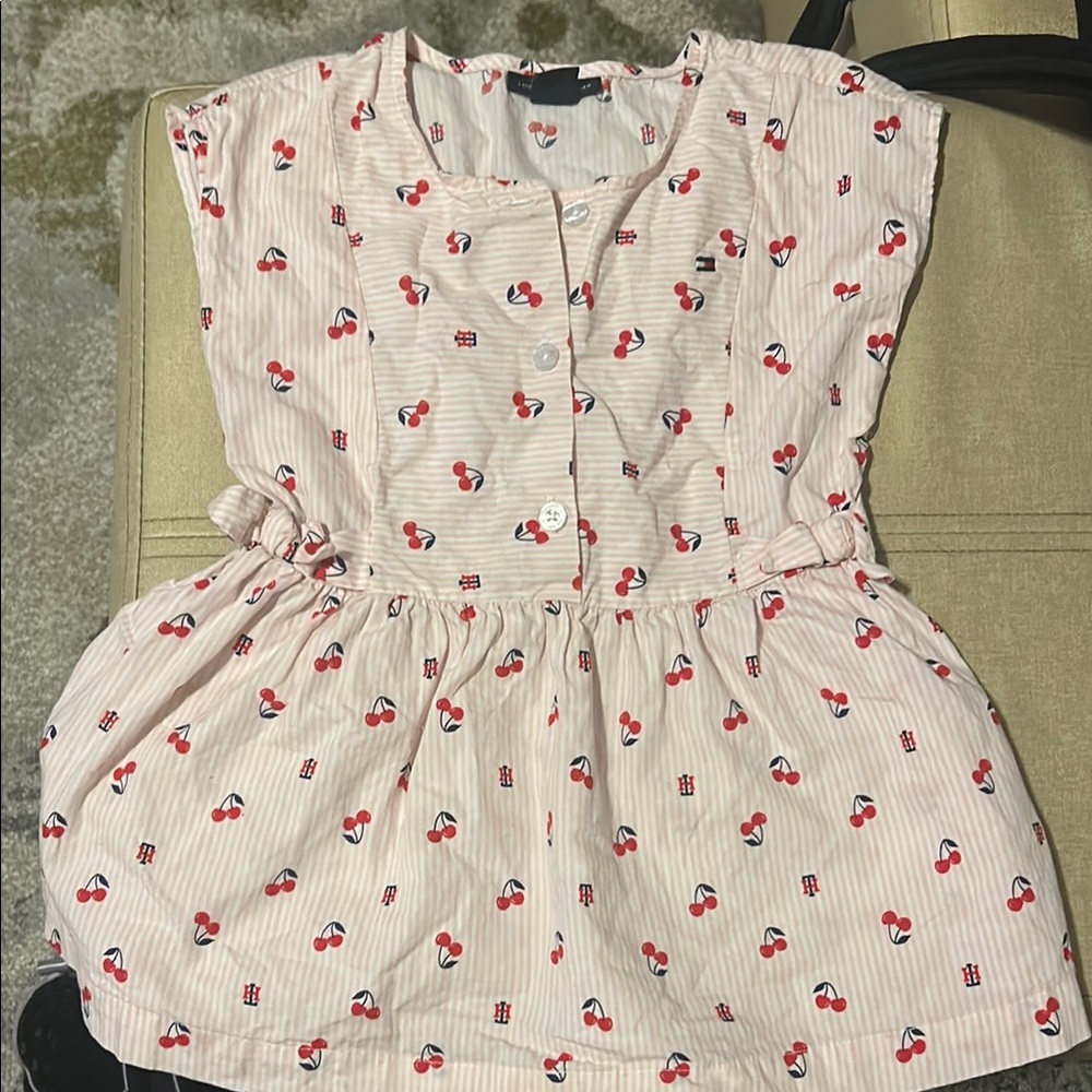 Pink and white Tommy Hilfiger girls blouse.